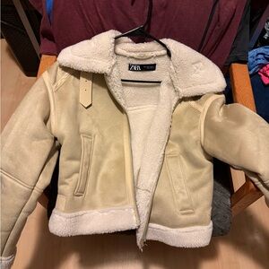Zara Beige Shearling Jacket